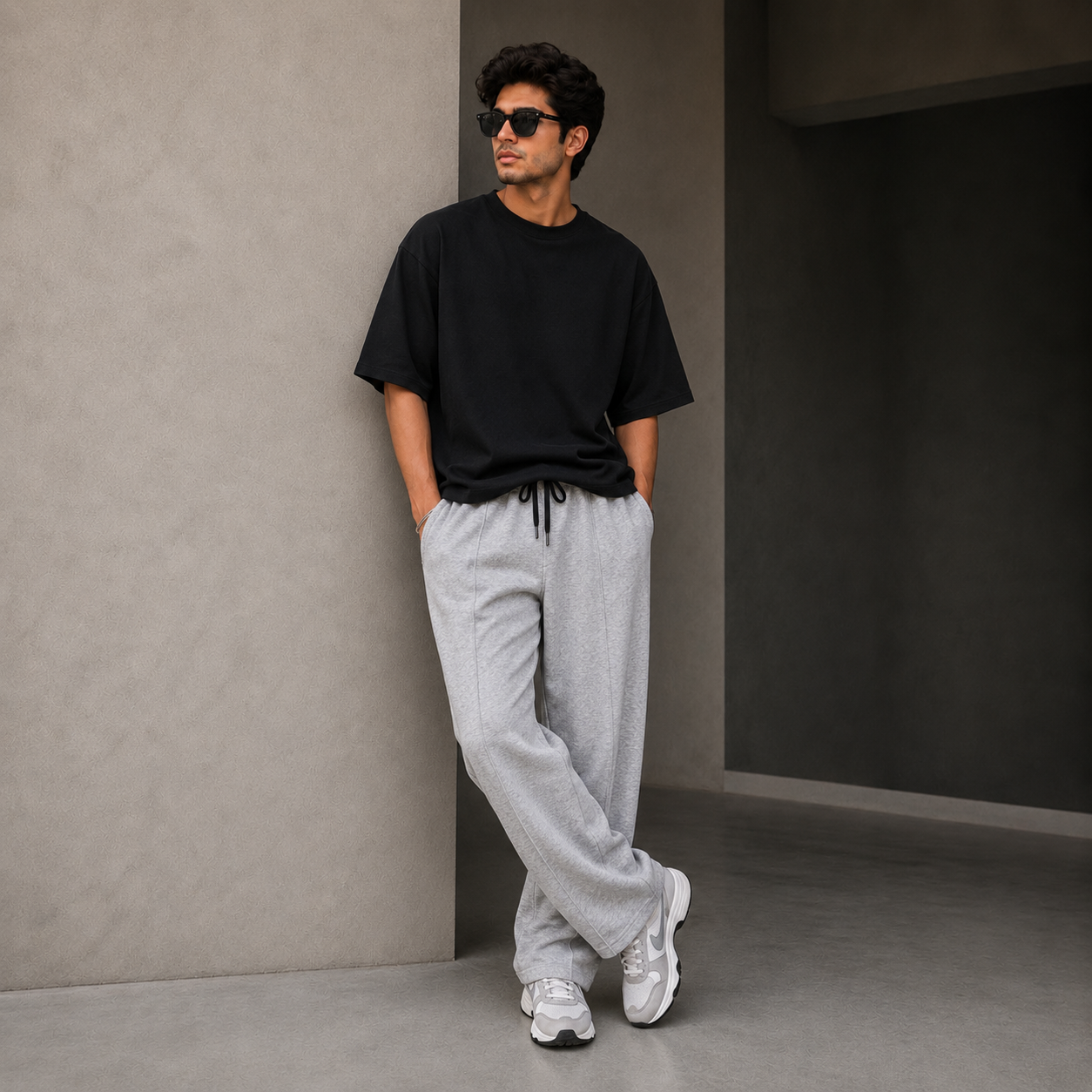 Heather Grey Pleated Terry Trouser
