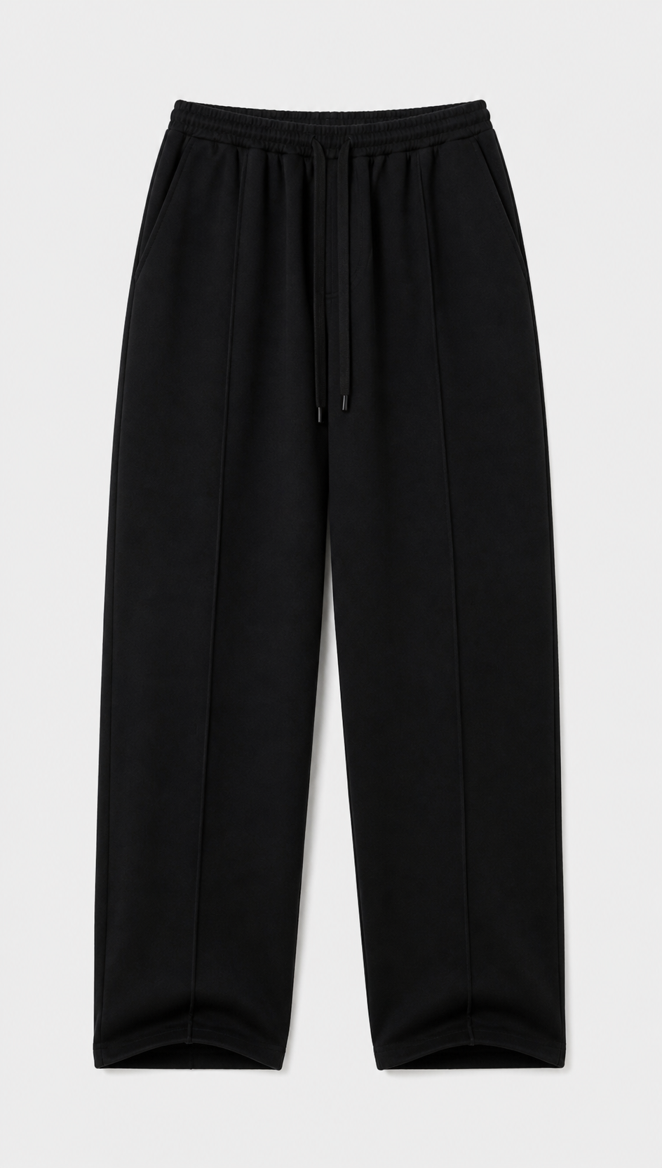 Black pleated terry trouser