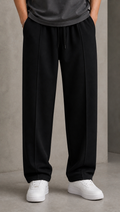 Black pleated terry trouser