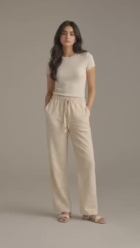 Warm off-white textured trouser